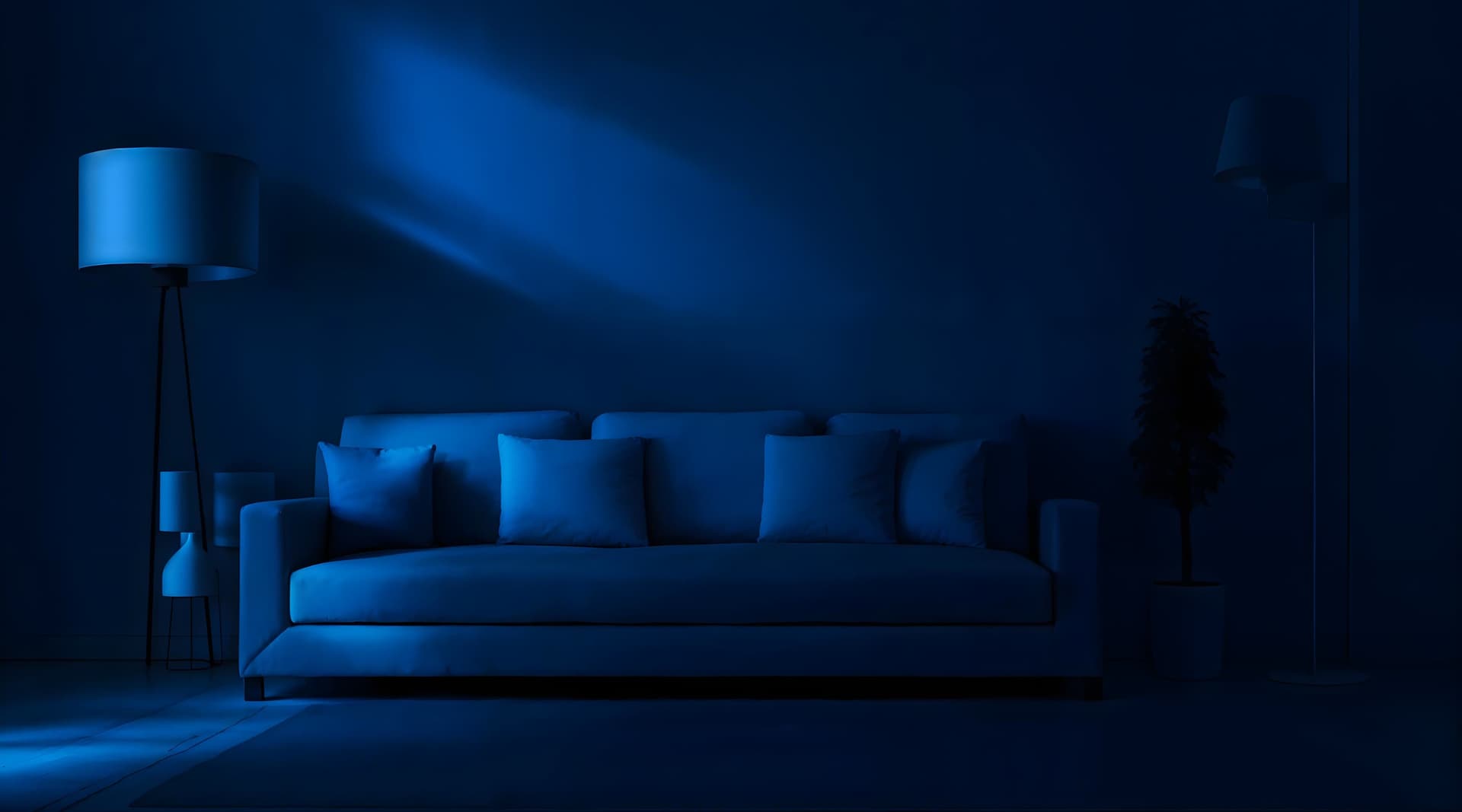 Couch with lights off