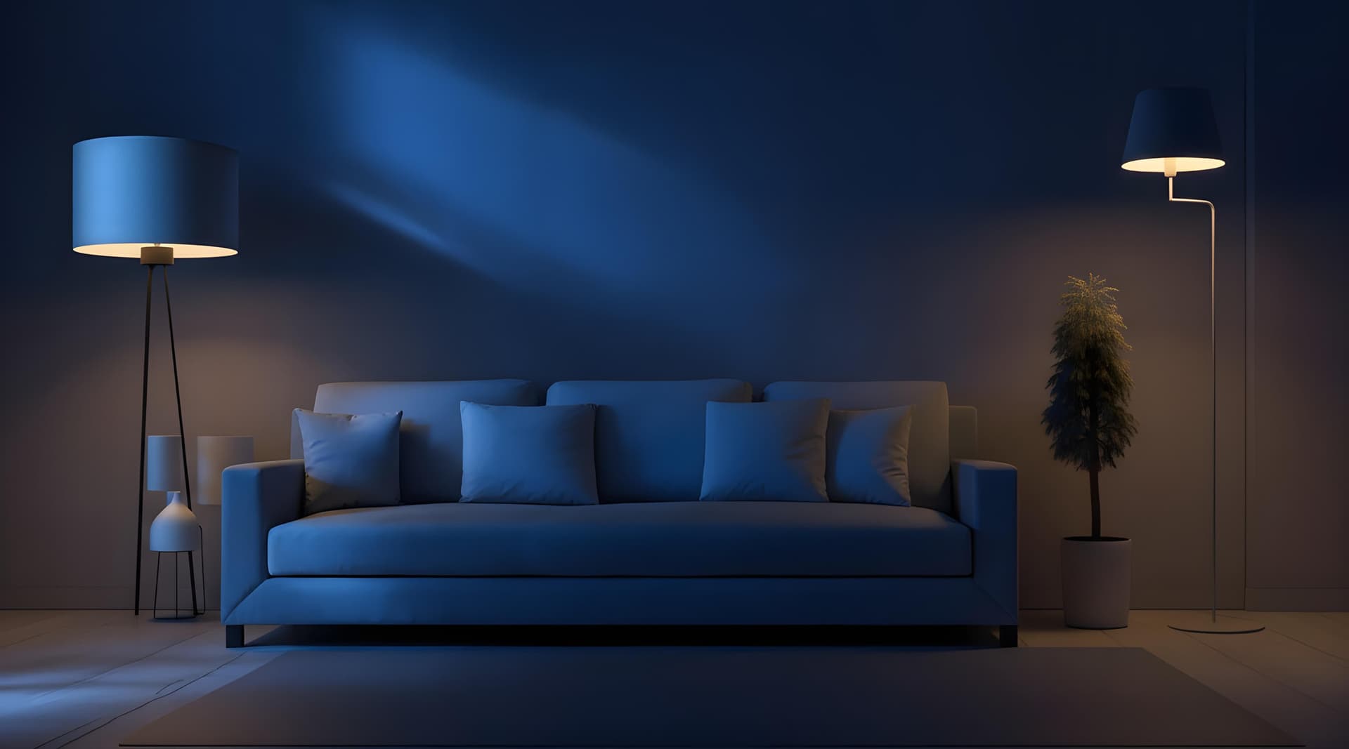 Couch with lights on